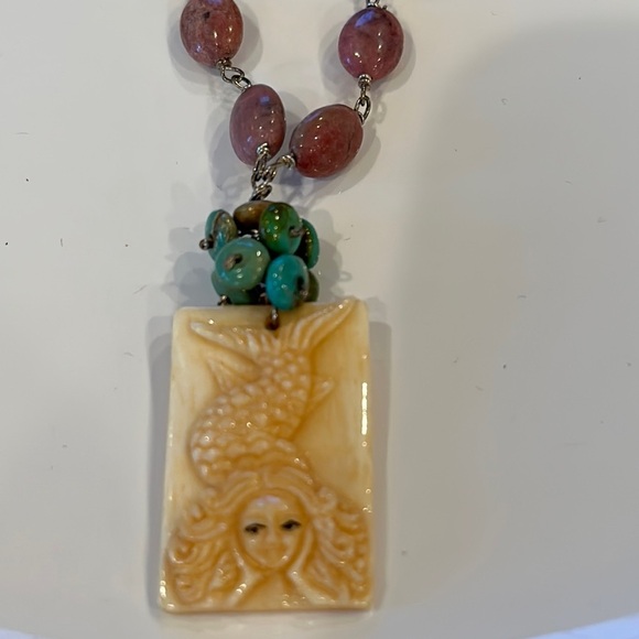 Mermaid Pendant Semi Precious Beaded Choker New With Tags - Picture 4 of 11